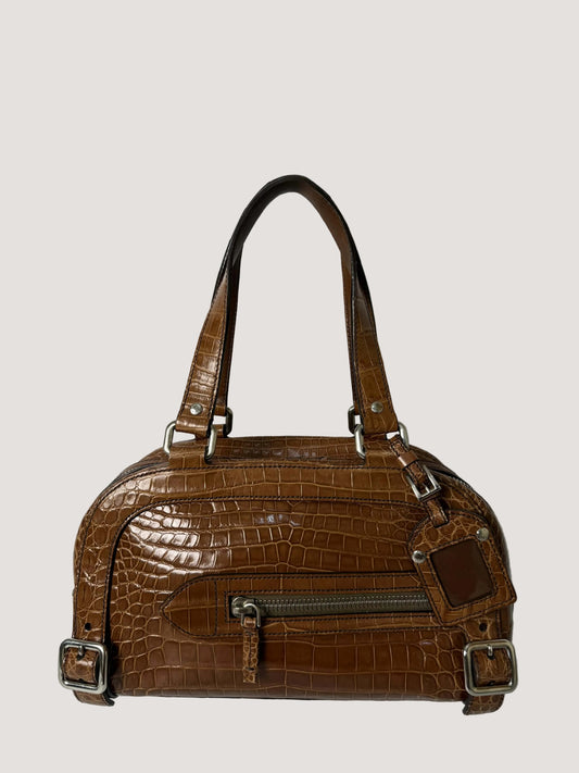 Prada Brown Crocodile Bauletto Bag