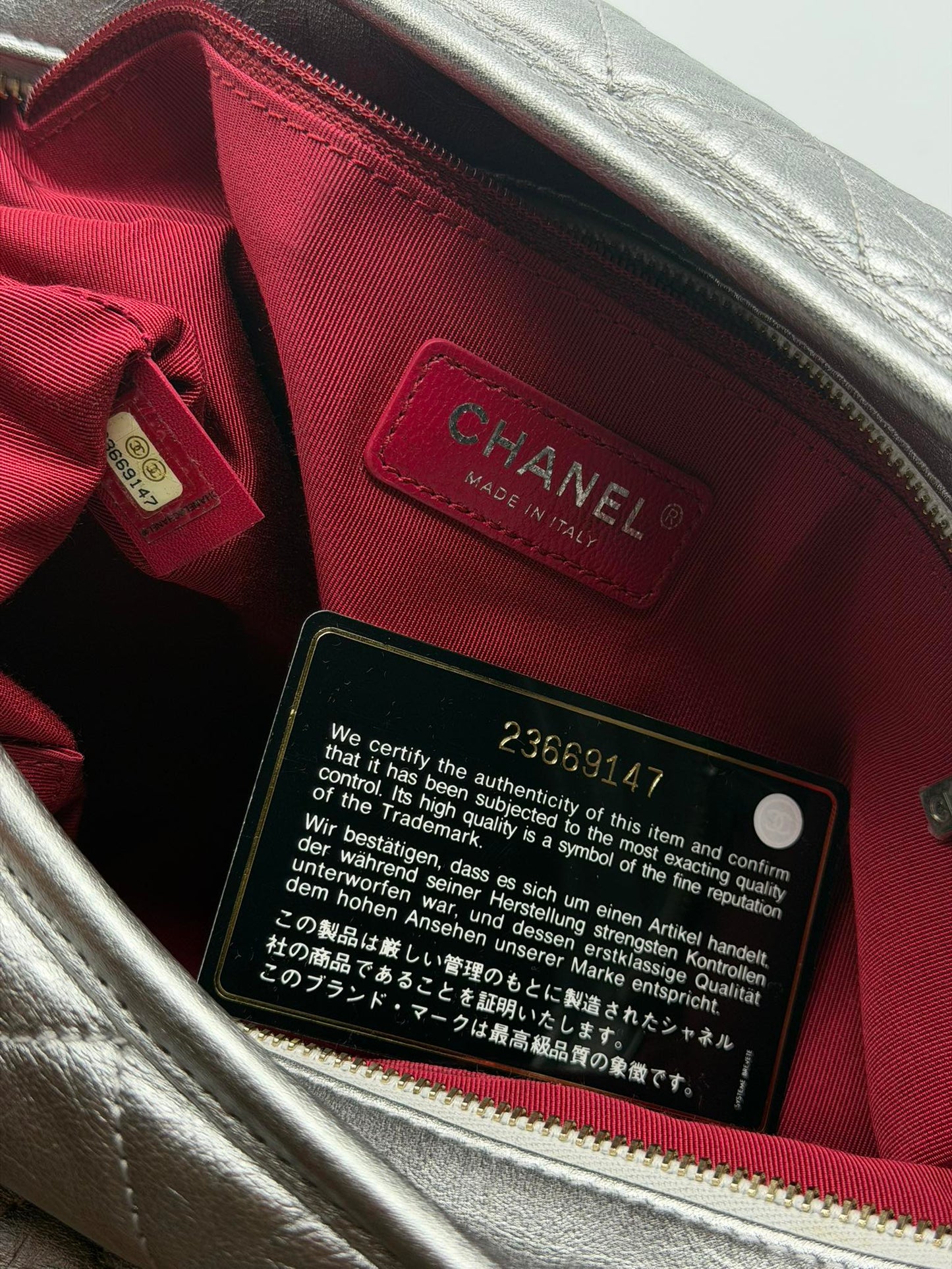 Chanel Gabrielle Metallic Silver Hobo Bag