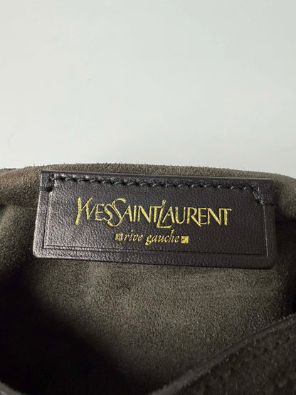 Yves Saint Laurent Grey Croc Embossed Suede Large Muse Bag