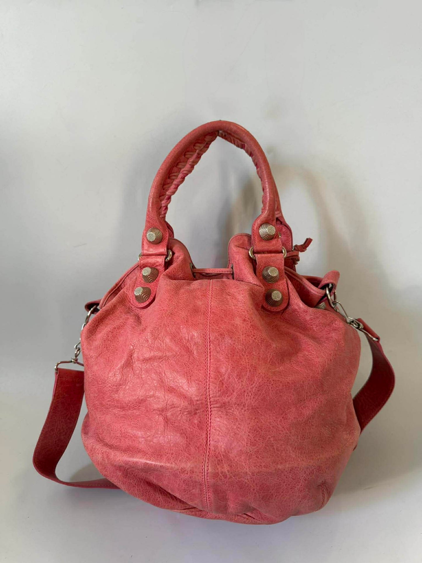 Balenciaga Framboise Giant 21 Silver Pompon Bag