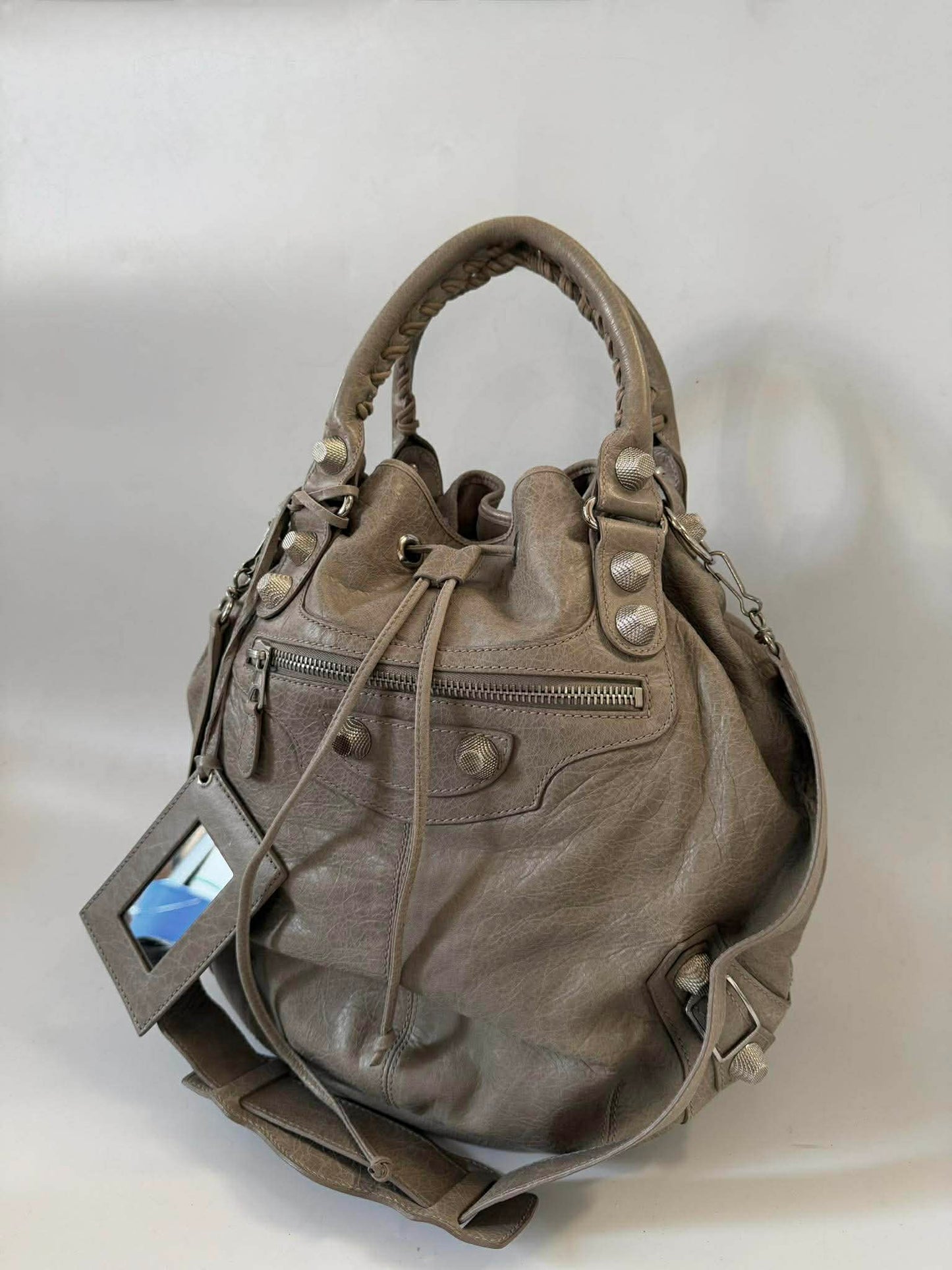 Balenciaga Gray Giant 21 Silver Pompon Bag