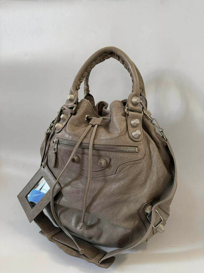 Balenciaga Gray Giant 21 Silver Pompon Bag
