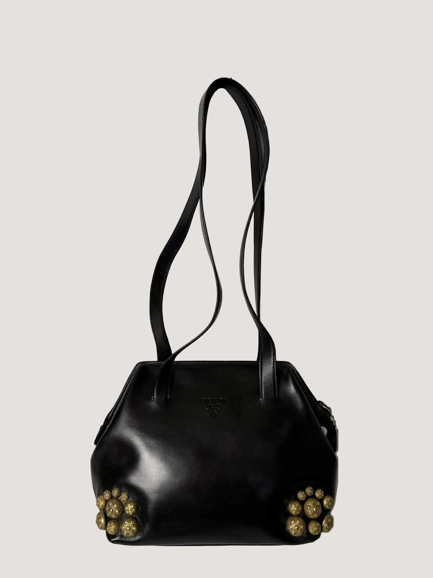 Vintage Prada Black Handbag Gold Hardware