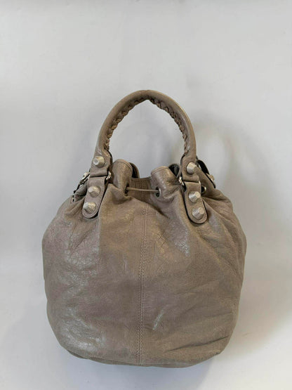 Balenciaga Gray Giant 21 Silver Pompon Bag