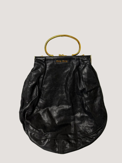 Miu Miu Black Leather Frame Satchel Bag
