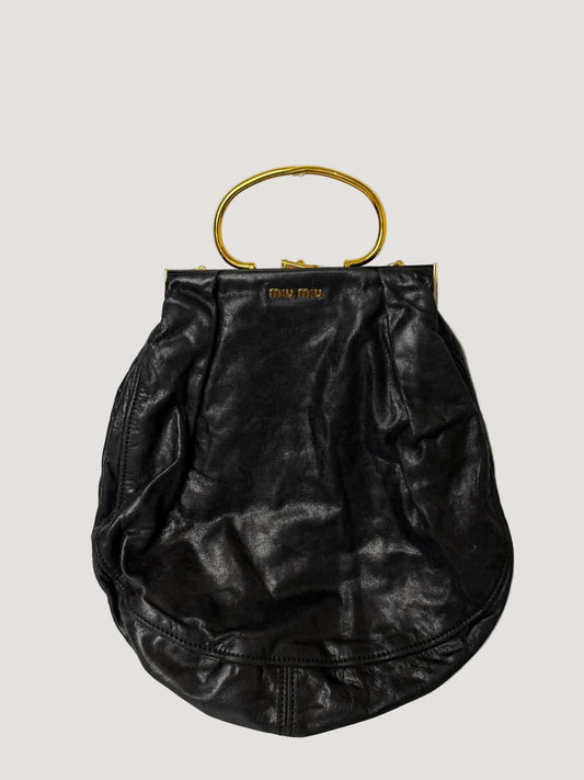 Miu Miu Black Leather Frame Satchel Bag