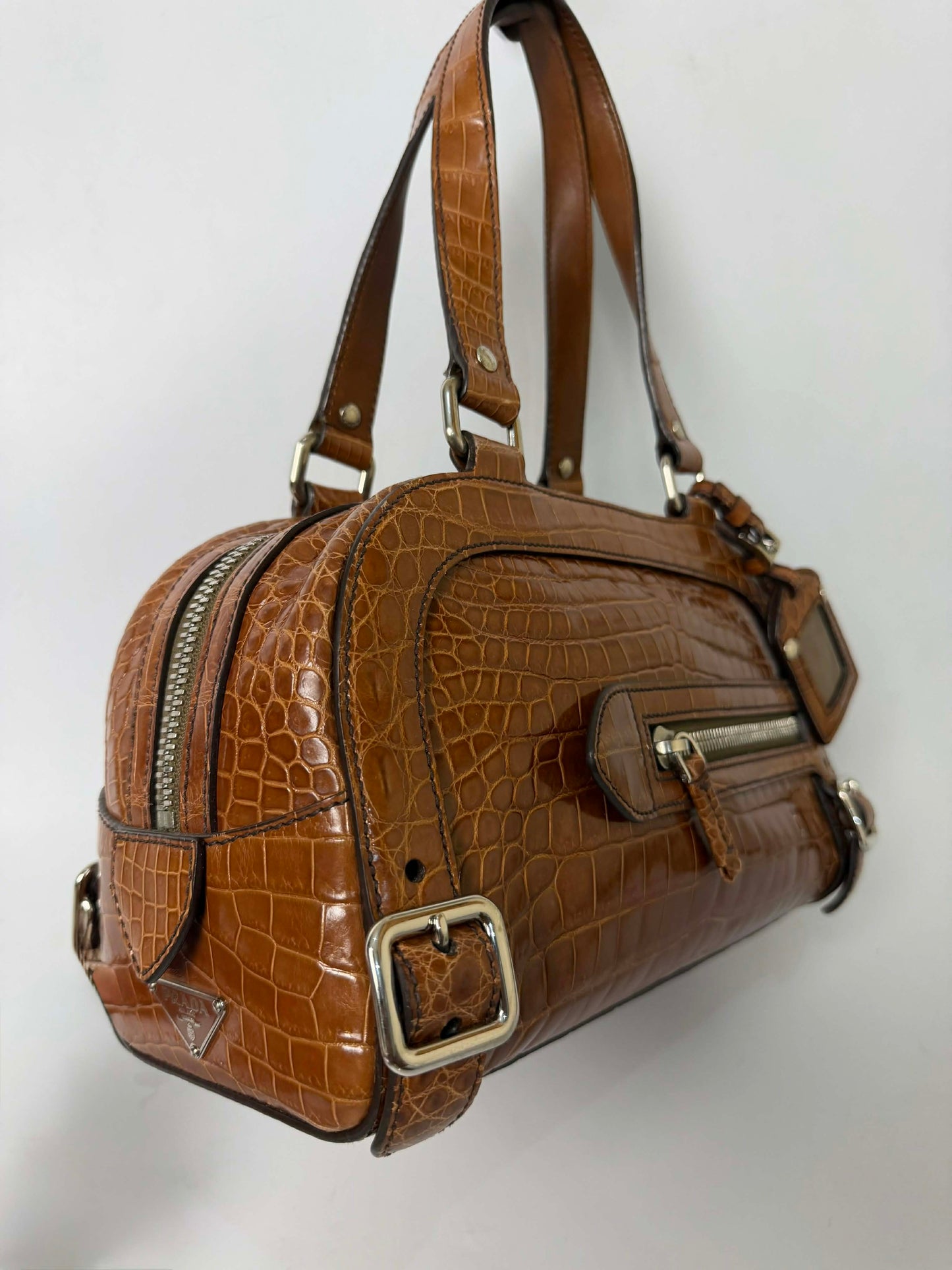 Prada Brown Crocodile Bauletto Bag
