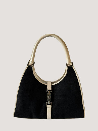 Gucci Jackie Bardot Canvas Shoulder Bag