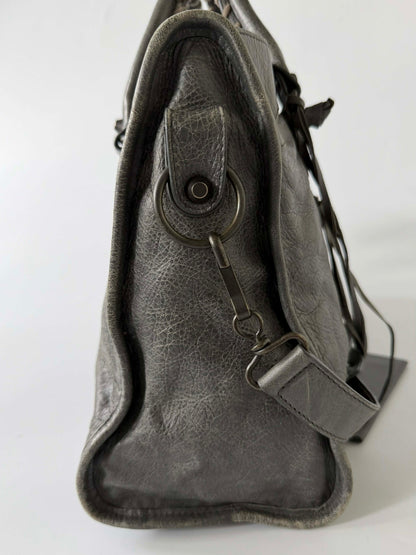 Balenciaga Gris Tarmac Motorcycle City Bag
