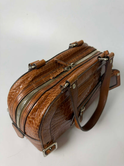 Prada Brown Crocodile Bauletto Bag