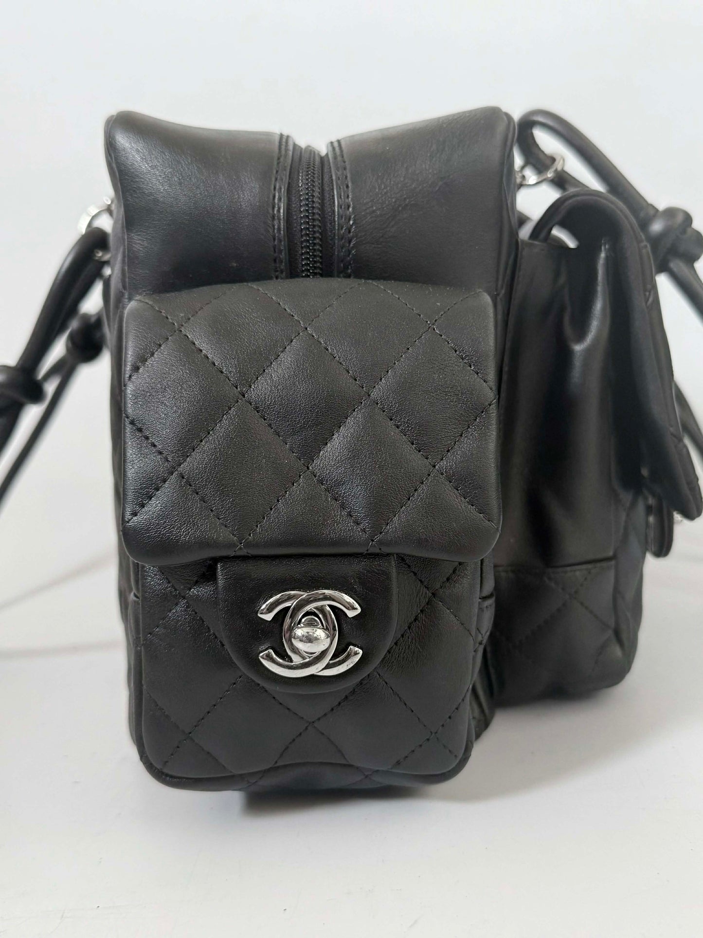 Chanel Black Quilted Leather Ligne Cambon Reporter Bag