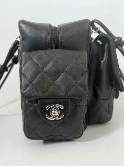 Chanel Black Quilted Leather Ligne Cambon Reporter Bag