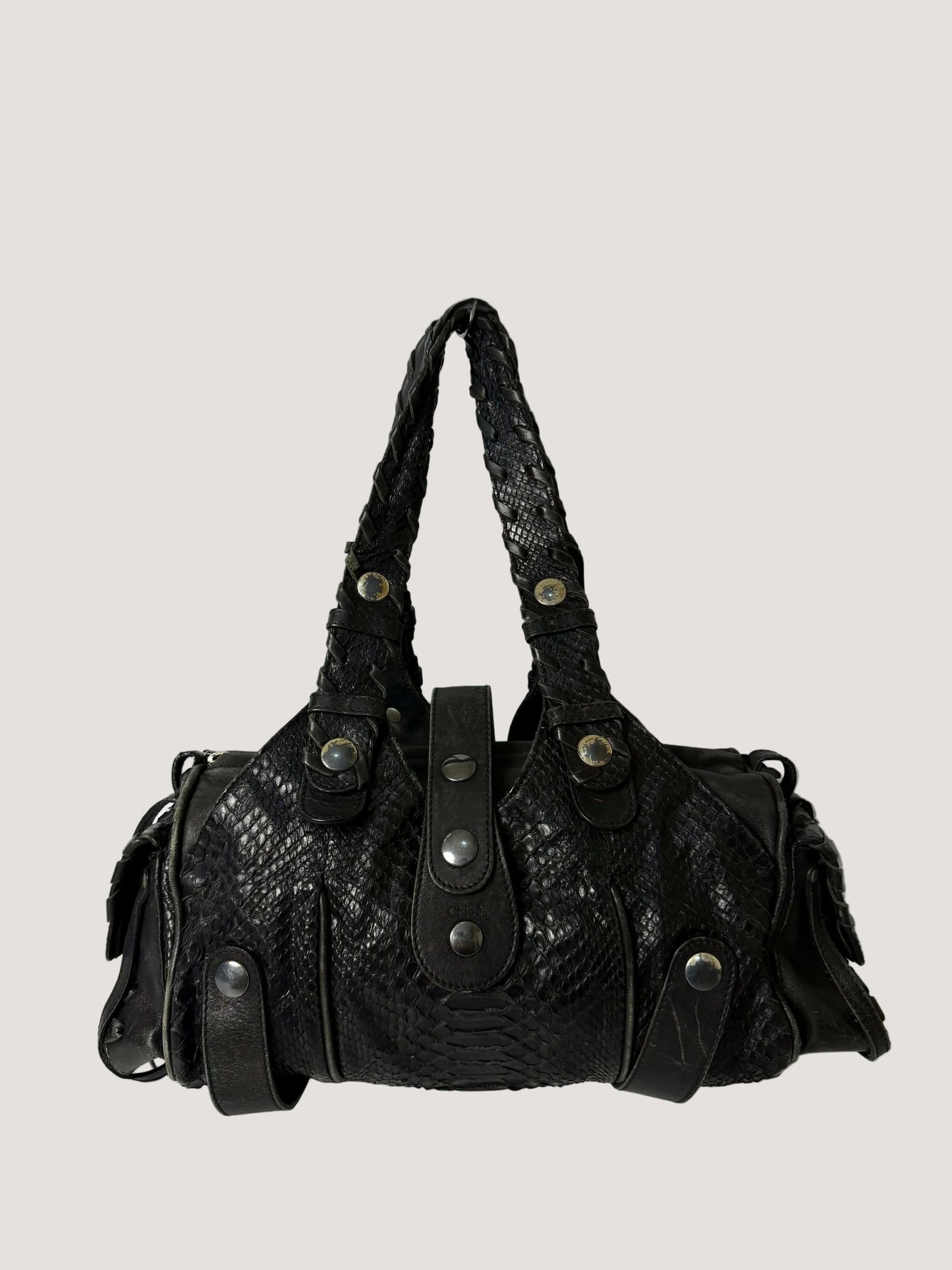 Chloe Black Python Silverado Satchel Bag