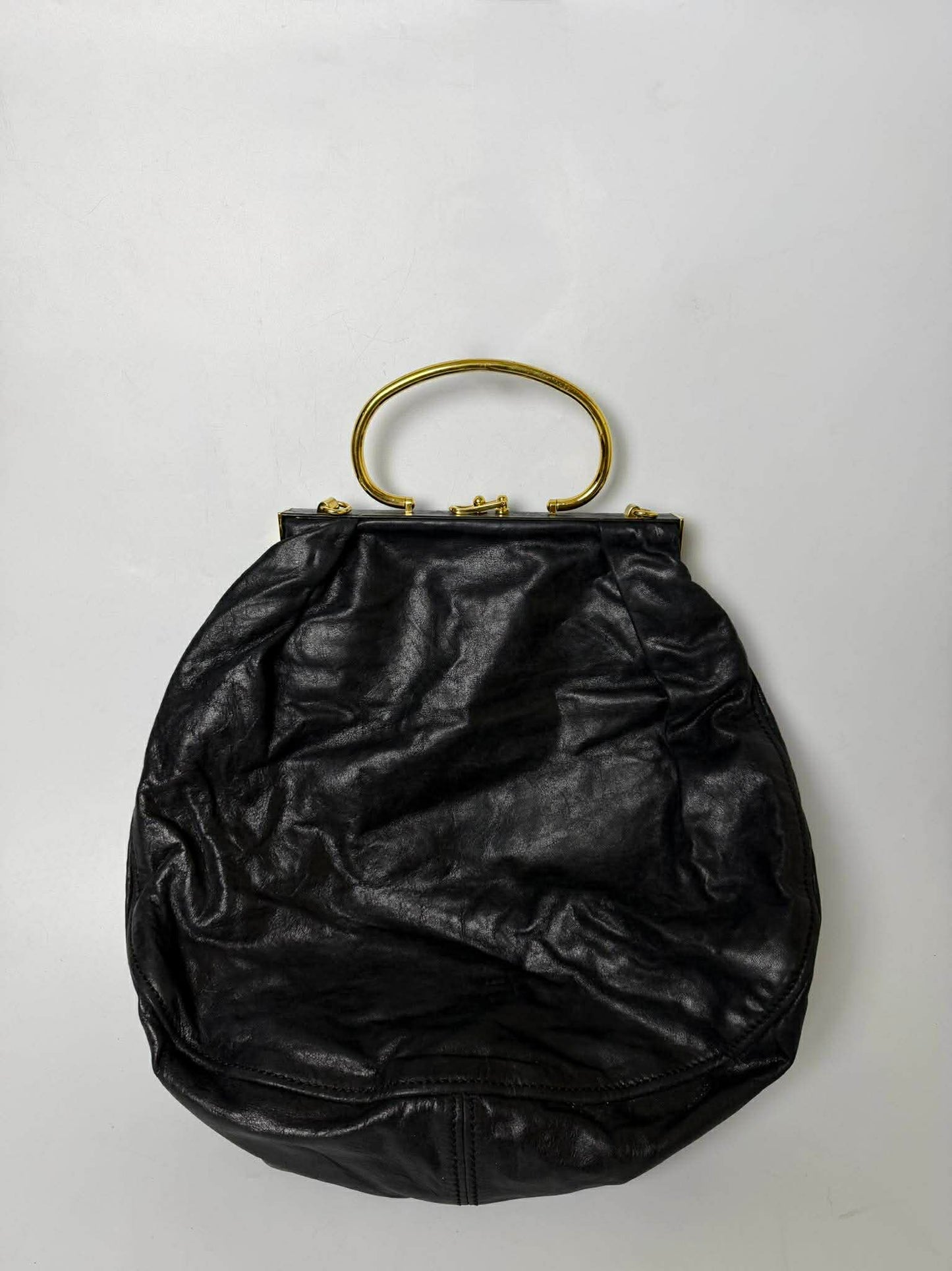 Miu Miu Black Leather Frame Satchel Bag