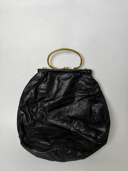 Miu Miu Black Leather Frame Satchel Bag