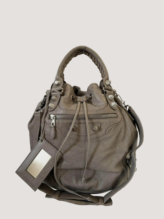Balenciaga Gray Giant 21 Silver Pompon Bag