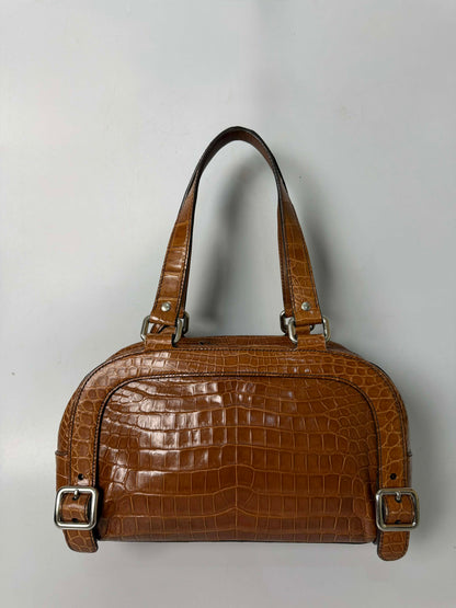 Prada Brown Crocodile Bauletto Bag