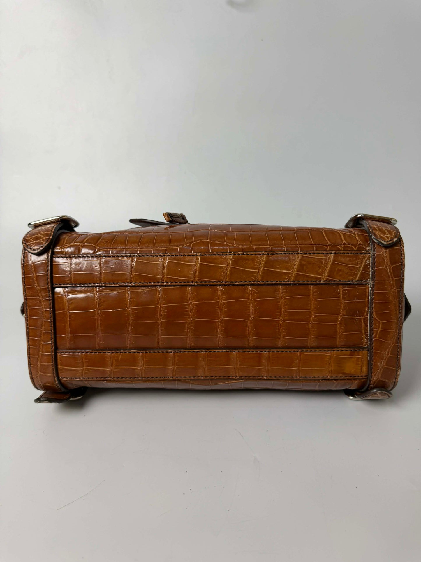Prada Brown Crocodile Bauletto Bag