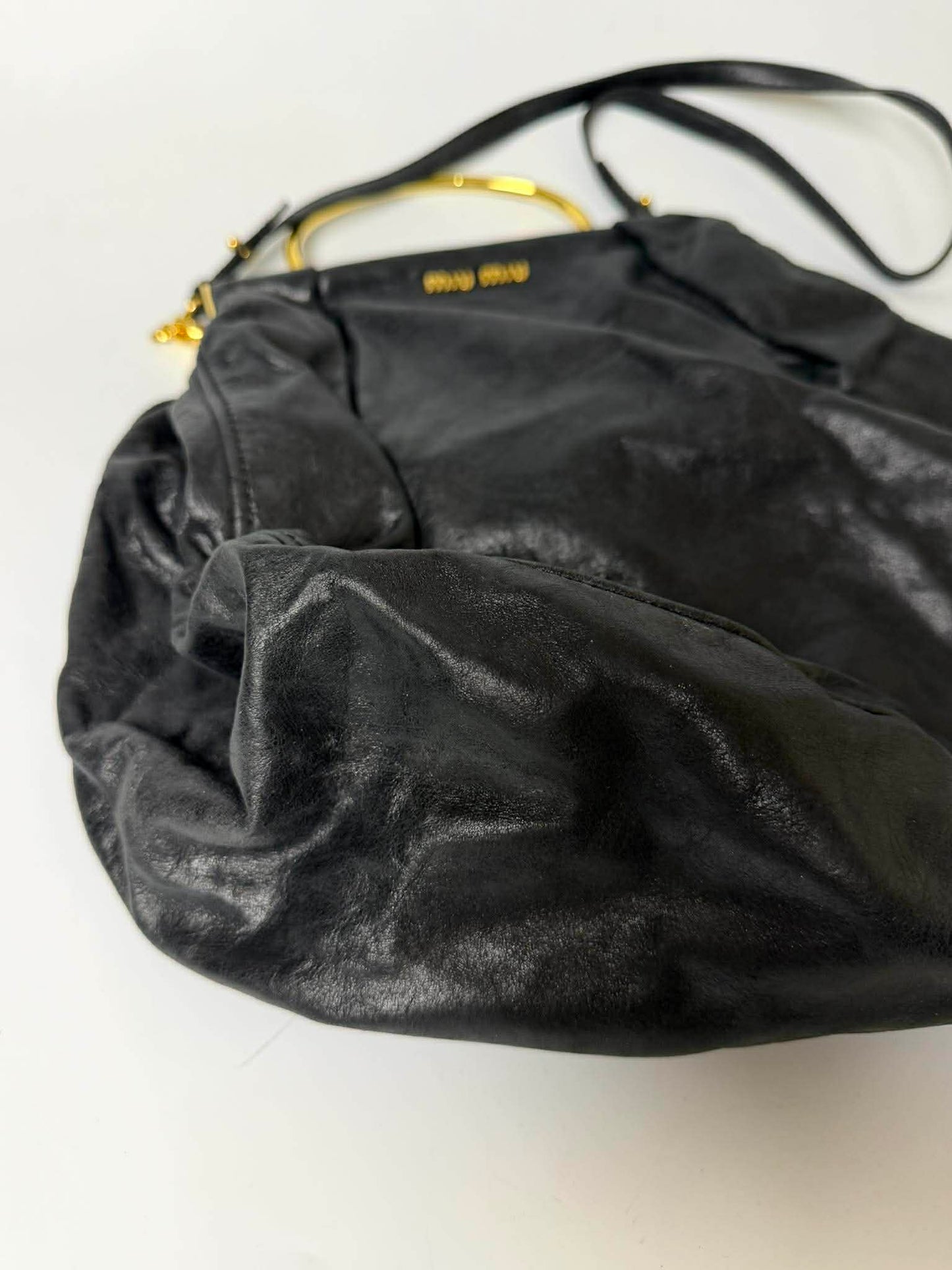 Miu Miu Black Leather Frame Satchel Bag