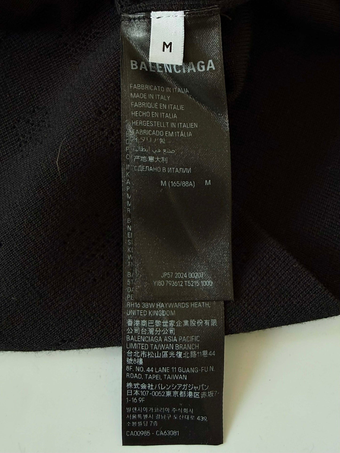 Balenciaga Black BB P VM Pointelle-Knit T-Shirt