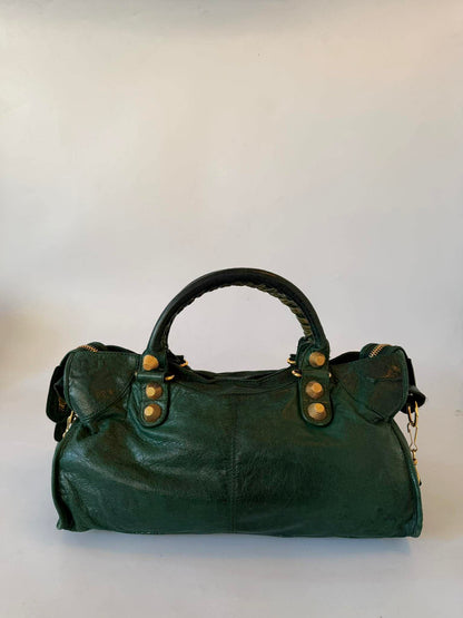 2000’s Balenciaga Green Leather Giant 21 Gold Part Time Bag