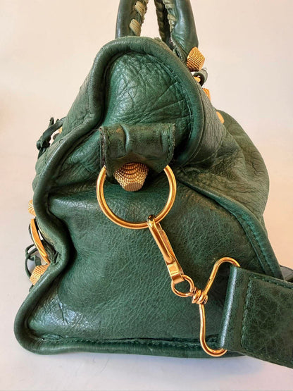 2000’s Balenciaga Green Leather Giant 21 Gold Part Time Bag