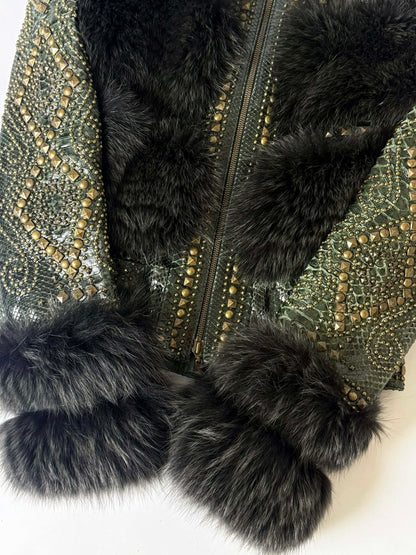 SS02 Roberto Cavalli Embellished Studded Python Leather Fur