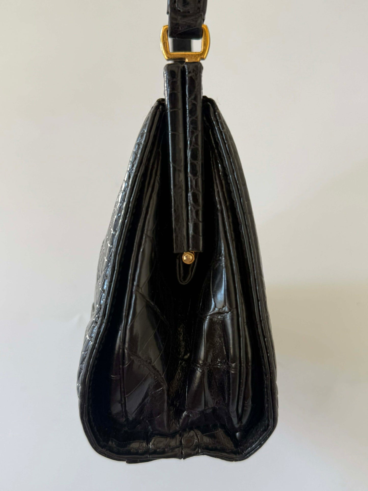 Gucci by Tom ford Black Crocodile Embossed Leather Handbag