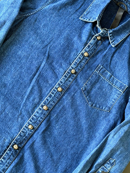 Chrome Hearts Cross-Skin Blue Denim Shirt