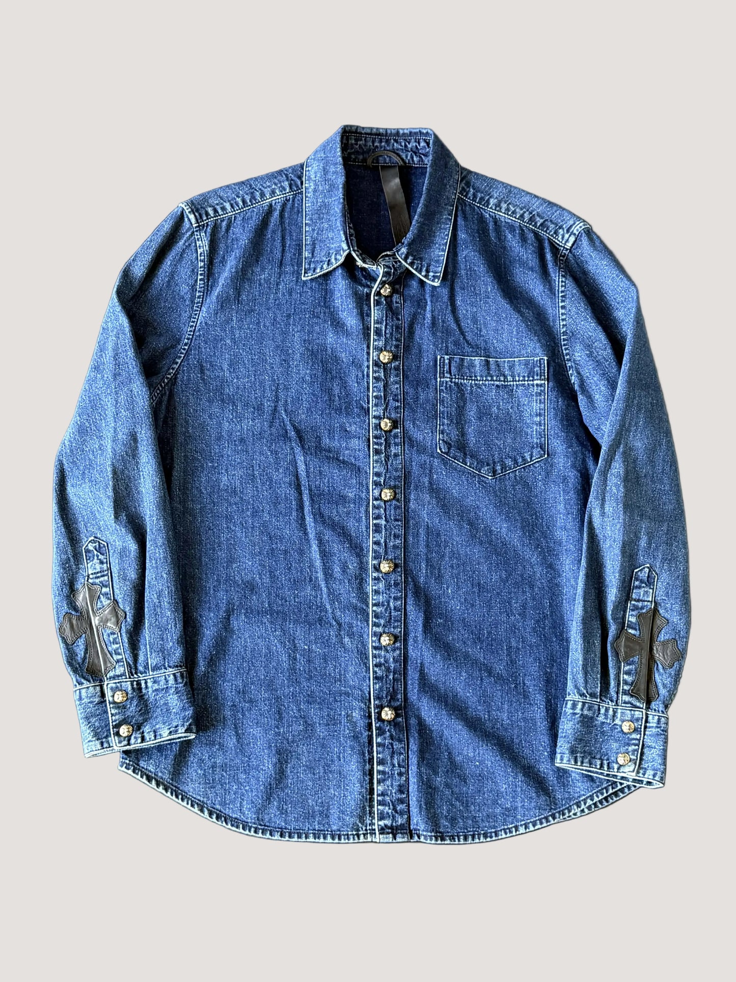 Chrome Hearts Cross-Skin Blue Denim Shirt