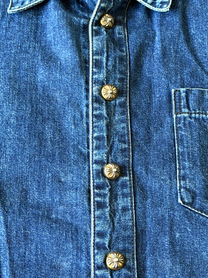 Chrome Hearts Cross-Skin Blue Denim Shirt