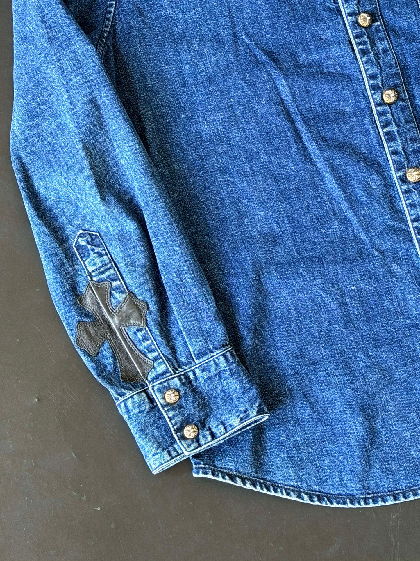 Chrome Hearts Cross-Skin Blue Denim Shirt