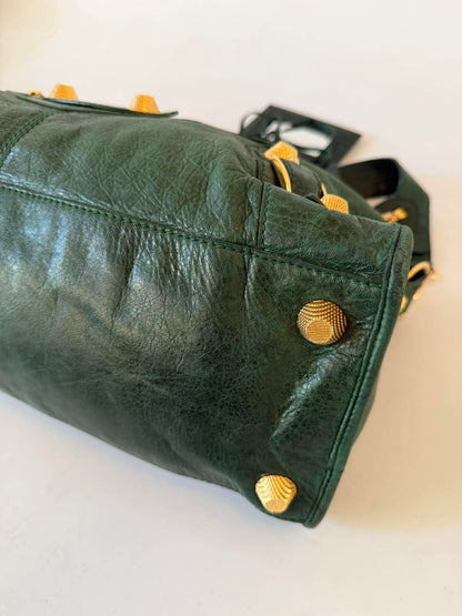 2000’s Balenciaga Green Leather Giant 21 Gold Part Time Bag