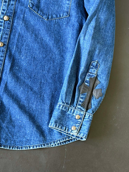 Chrome Hearts Cross-Skin Blue Denim Shirt
