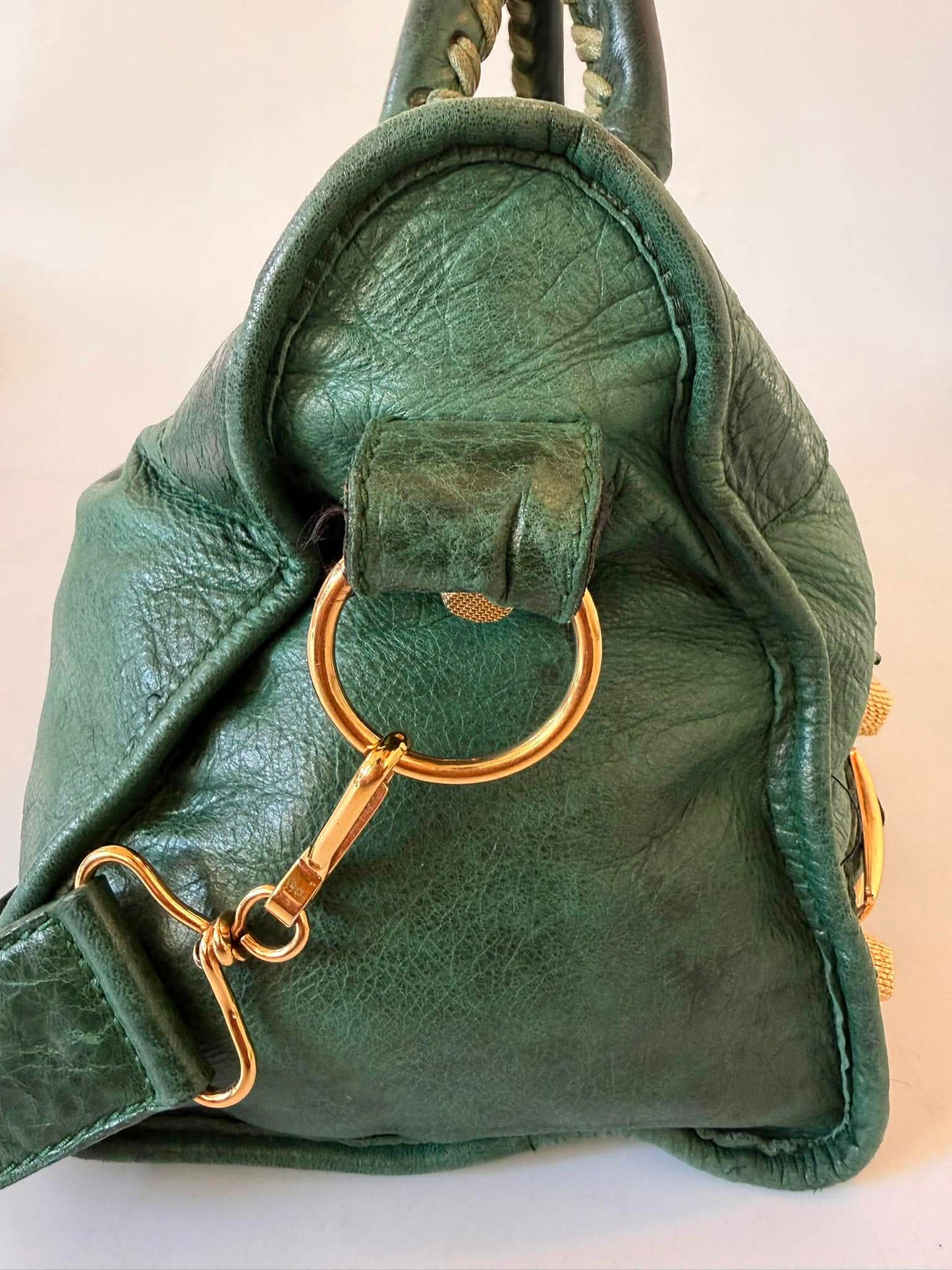 2000’s Balenciaga Green Leather Giant 21 Gold Part Time Bag