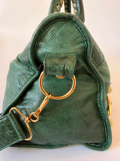 2000’s Balenciaga Green Leather Giant 21 Gold Part Time Bag