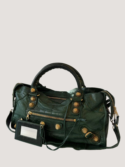 2000’s Balenciaga Green Leather Giant 21 Gold Part Time Bag