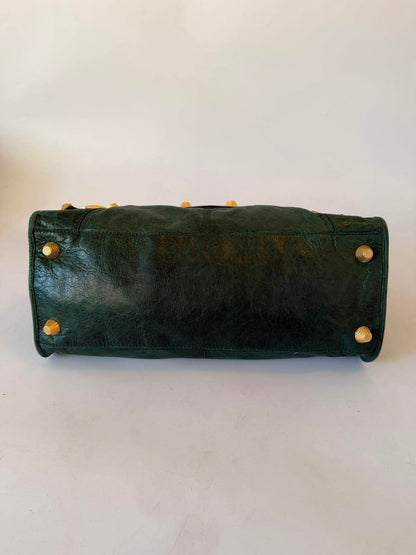 2000’s Balenciaga Green Leather Giant 21 Gold Part Time Bag