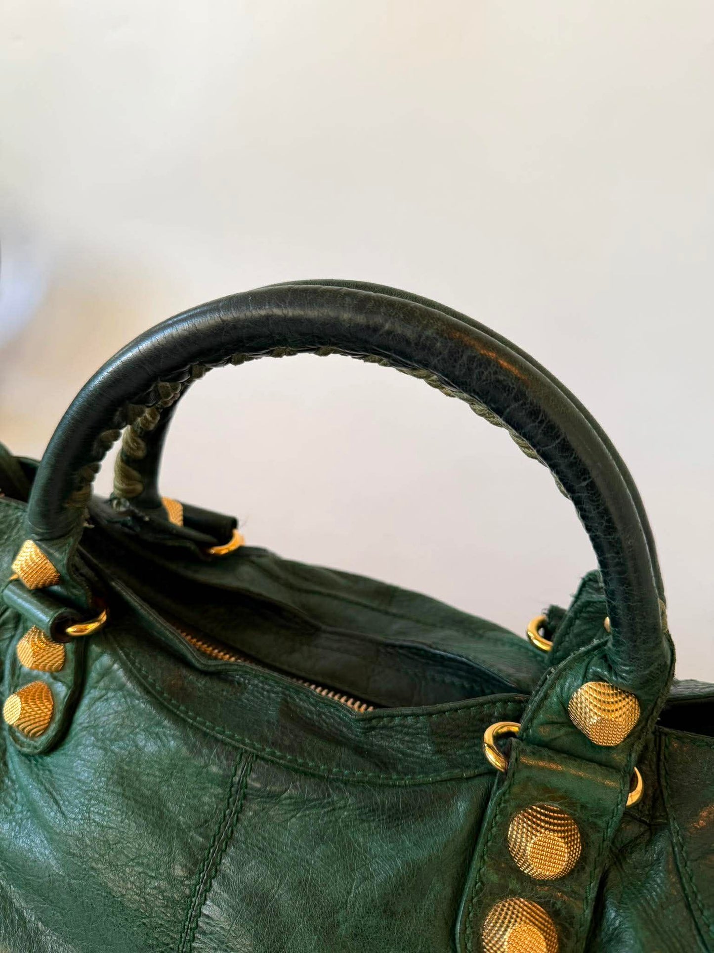 2000’s Balenciaga Green Leather Giant 21 Gold Part Time Bag