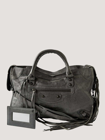 Balenciaga Gris Tarmac Motorcycle City Bag