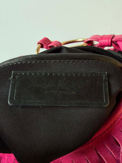 Yves Saint Laurent Bohome Pink Fringed Suede Hobo Bag