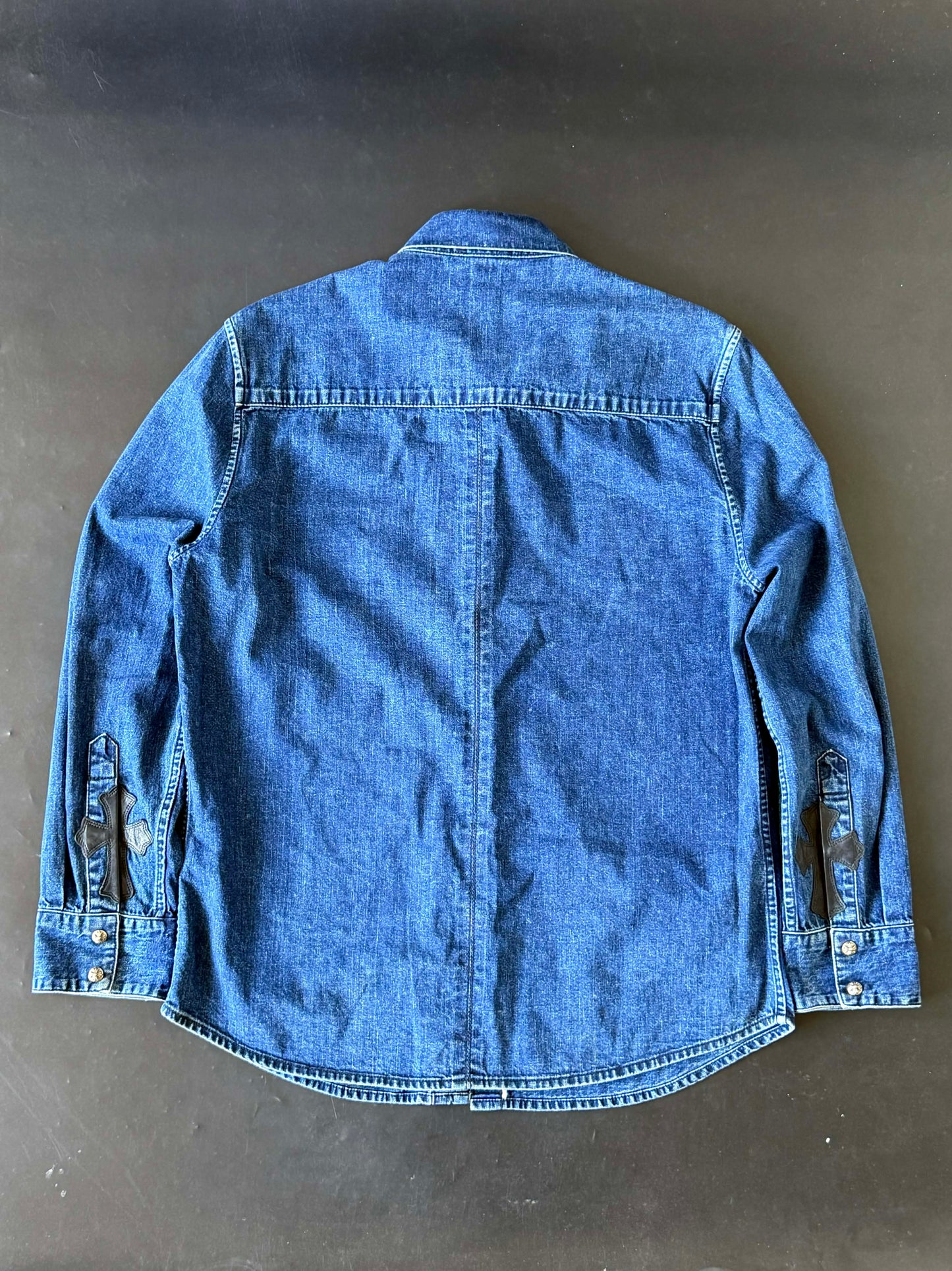 Chrome Hearts Cross-Skin Blue Denim Shirt