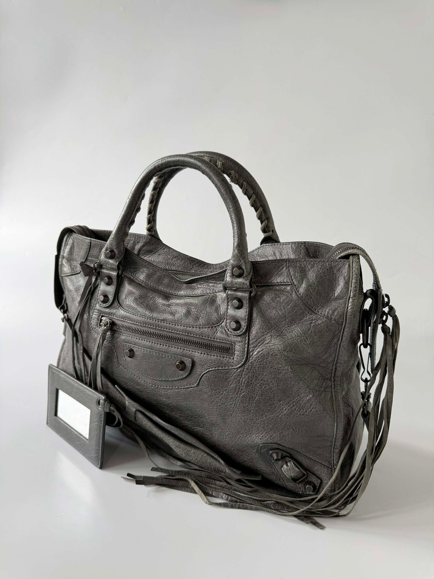 Balenciaga Gris Tarmac Motorcycle City Bag