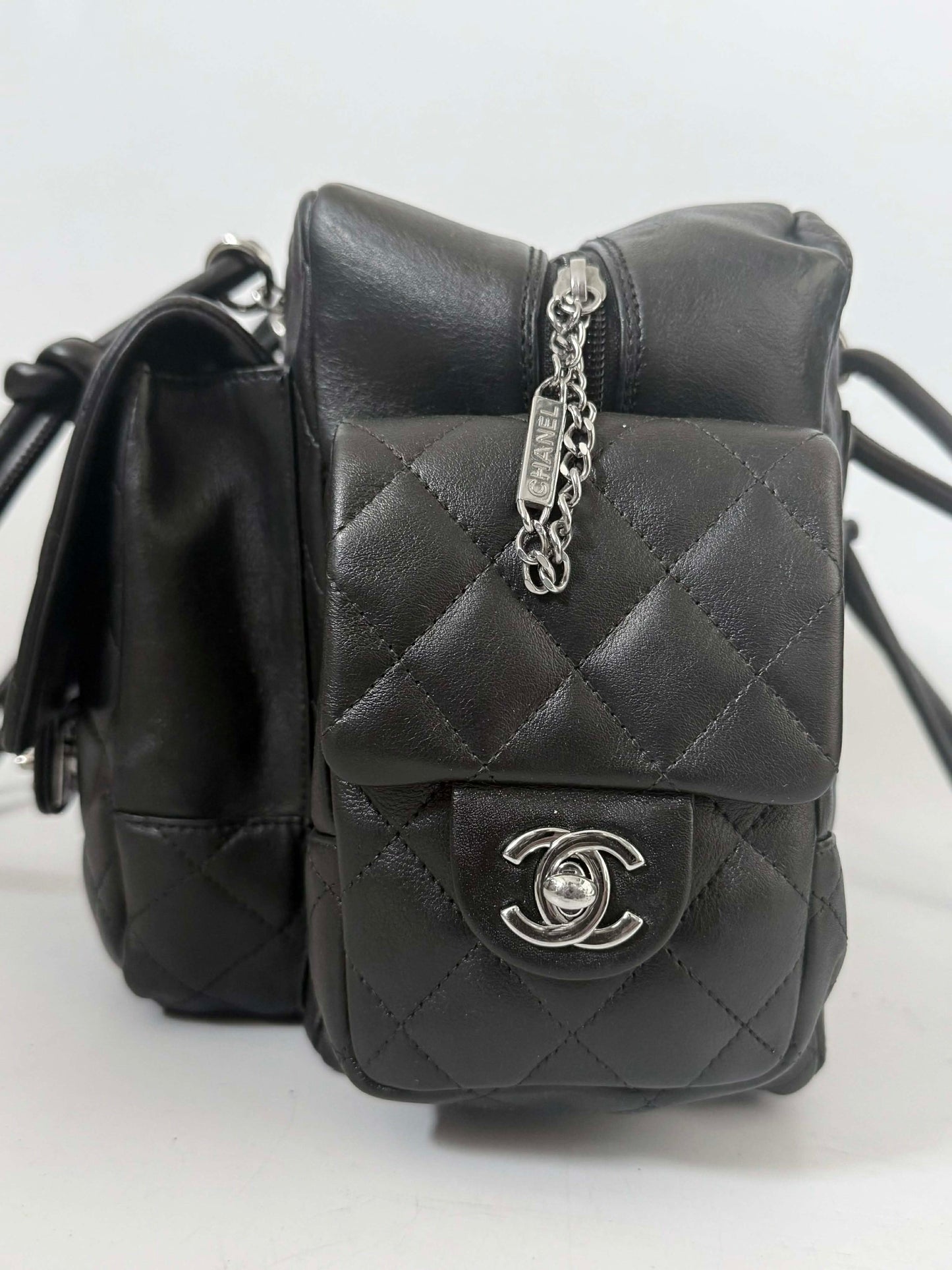 Chanel Black Quilted Leather Ligne Cambon Reporter Bag