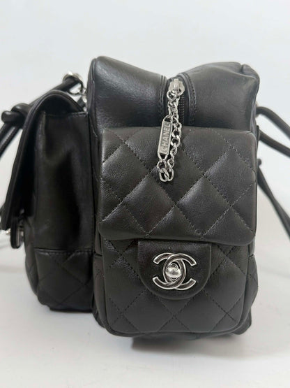 Chanel Black Quilted Leather Ligne Cambon Reporter Bag