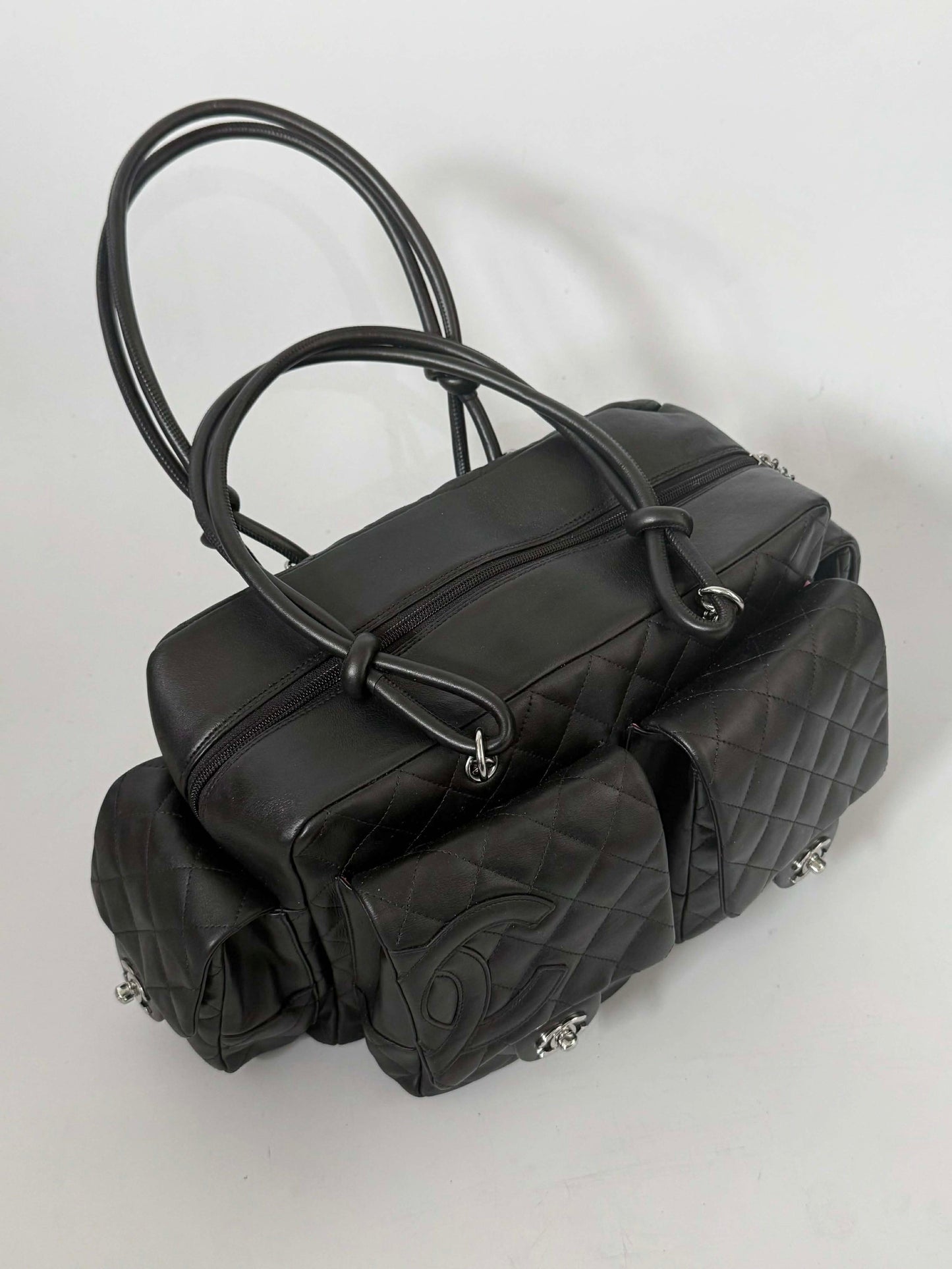 Chanel Black Quilted Leather Ligne Cambon Reporter Bag