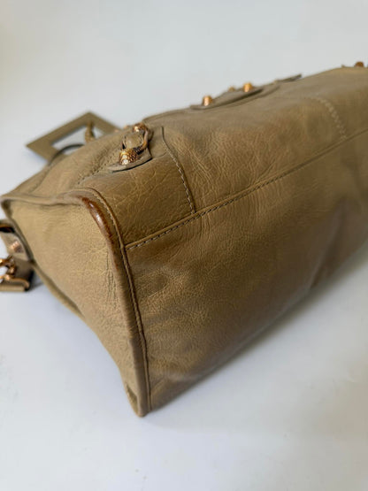 2000’s Balenciaga Beige Giant 12 Gold Motorcross City Bag