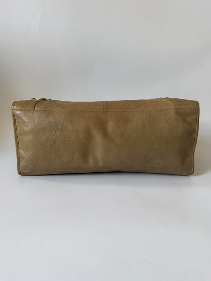 2000’s Balenciaga Beige Giant 12 Gold Motorcross City Bag