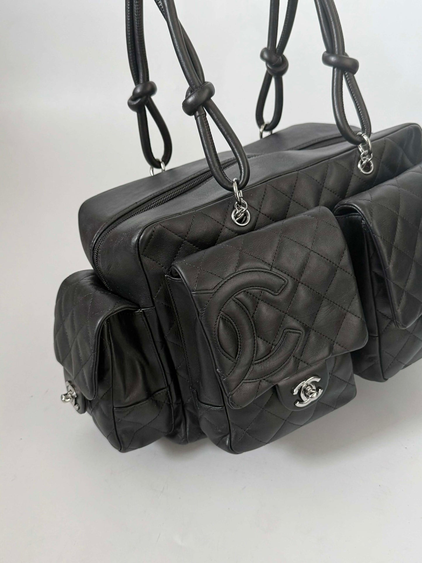 Chanel Black Quilted Leather Ligne Cambon Reporter Bag