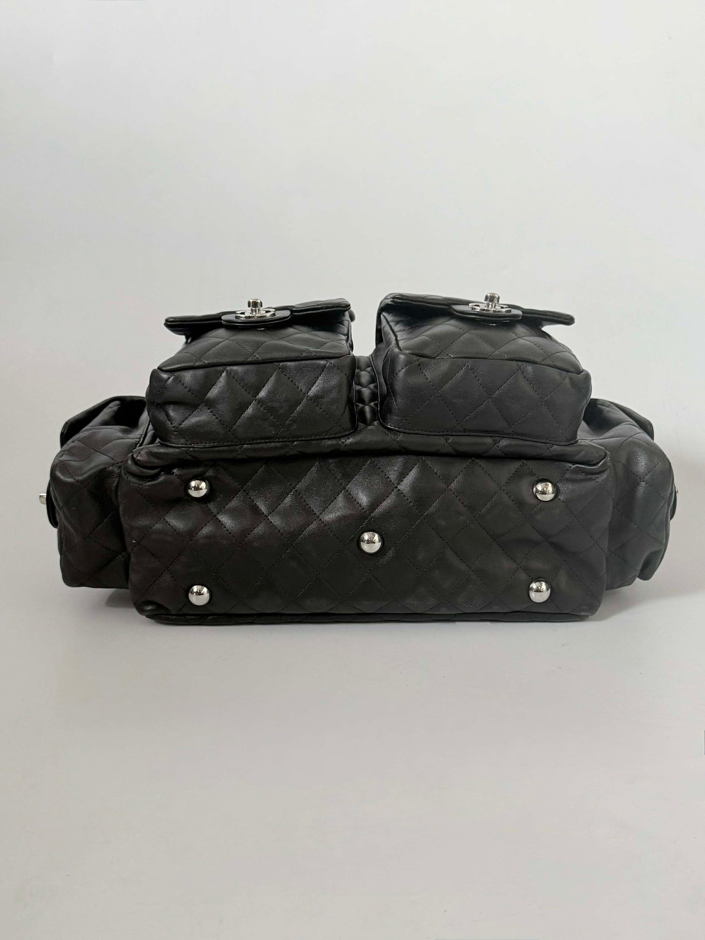 Chanel Black Quilted Leather Ligne Cambon Reporter Bag